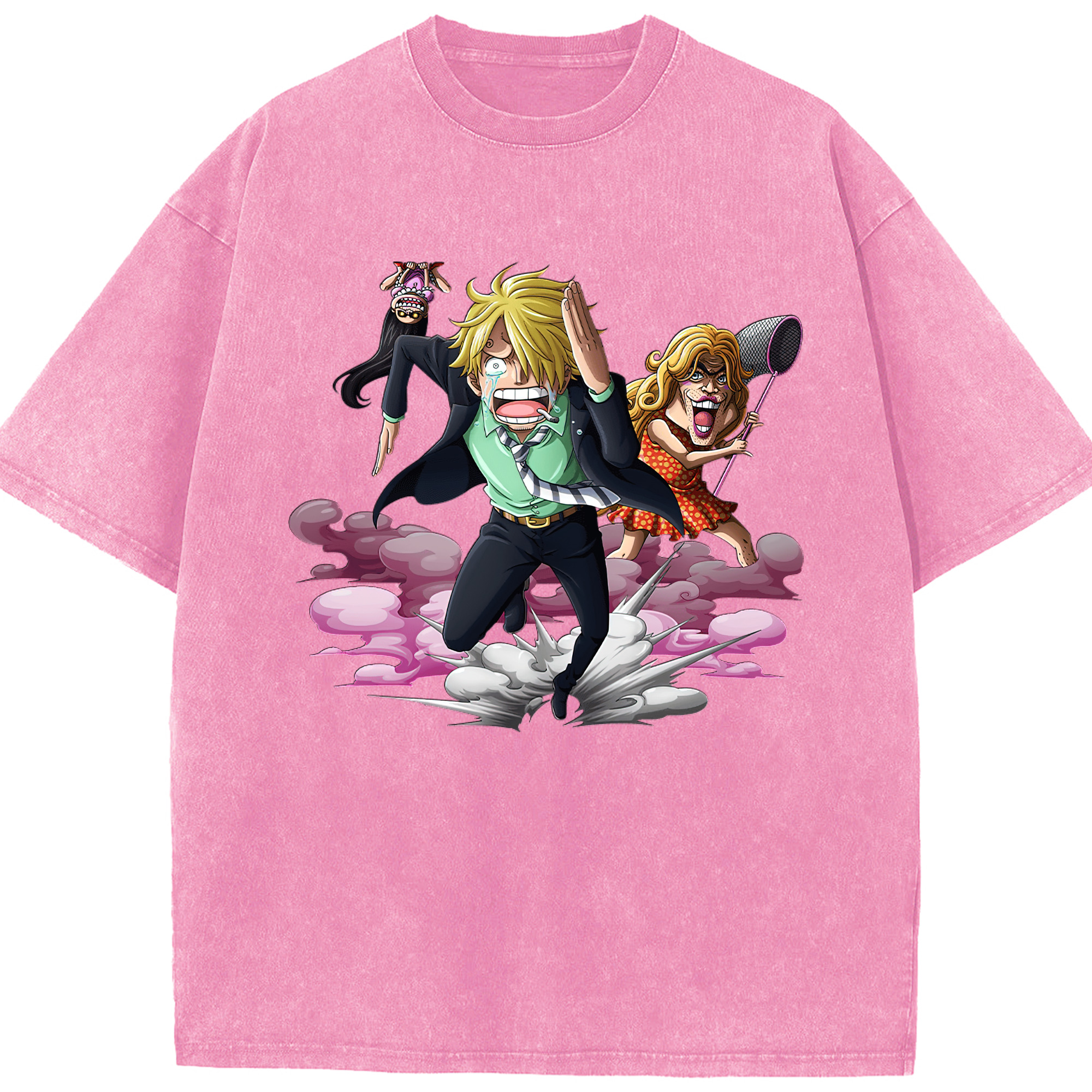 （画像用） ワンピース サンジ ONE PIECE Sanji 綿100% ヴィンテージ風 半袖Tシャツ（フロントプリント）